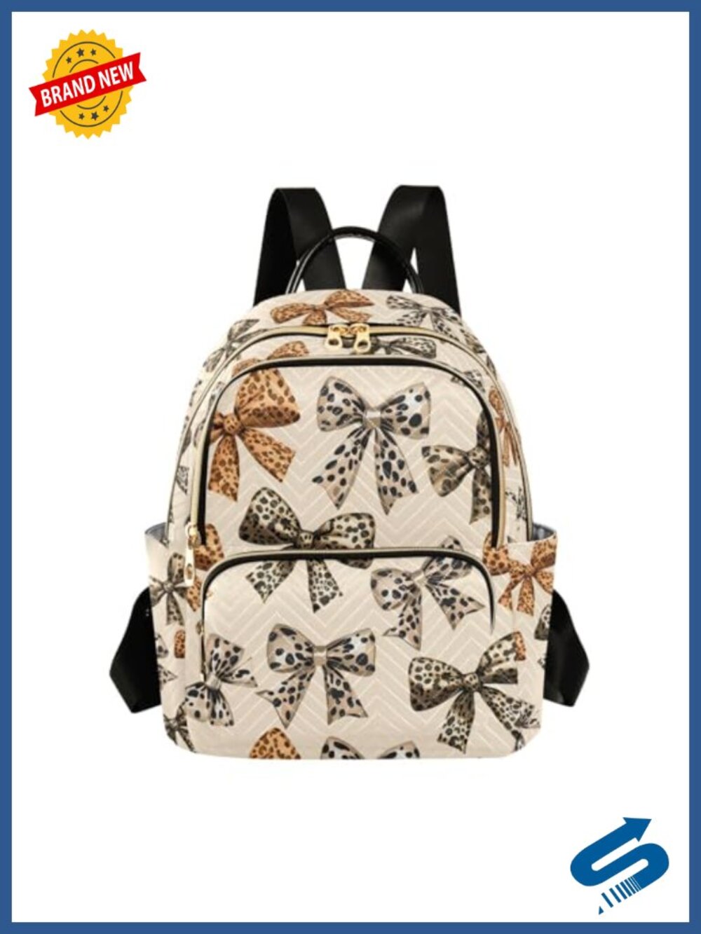 Leopard Bows Ribbon Nylon Small Backpack Purse Lightweight Travel Daypack